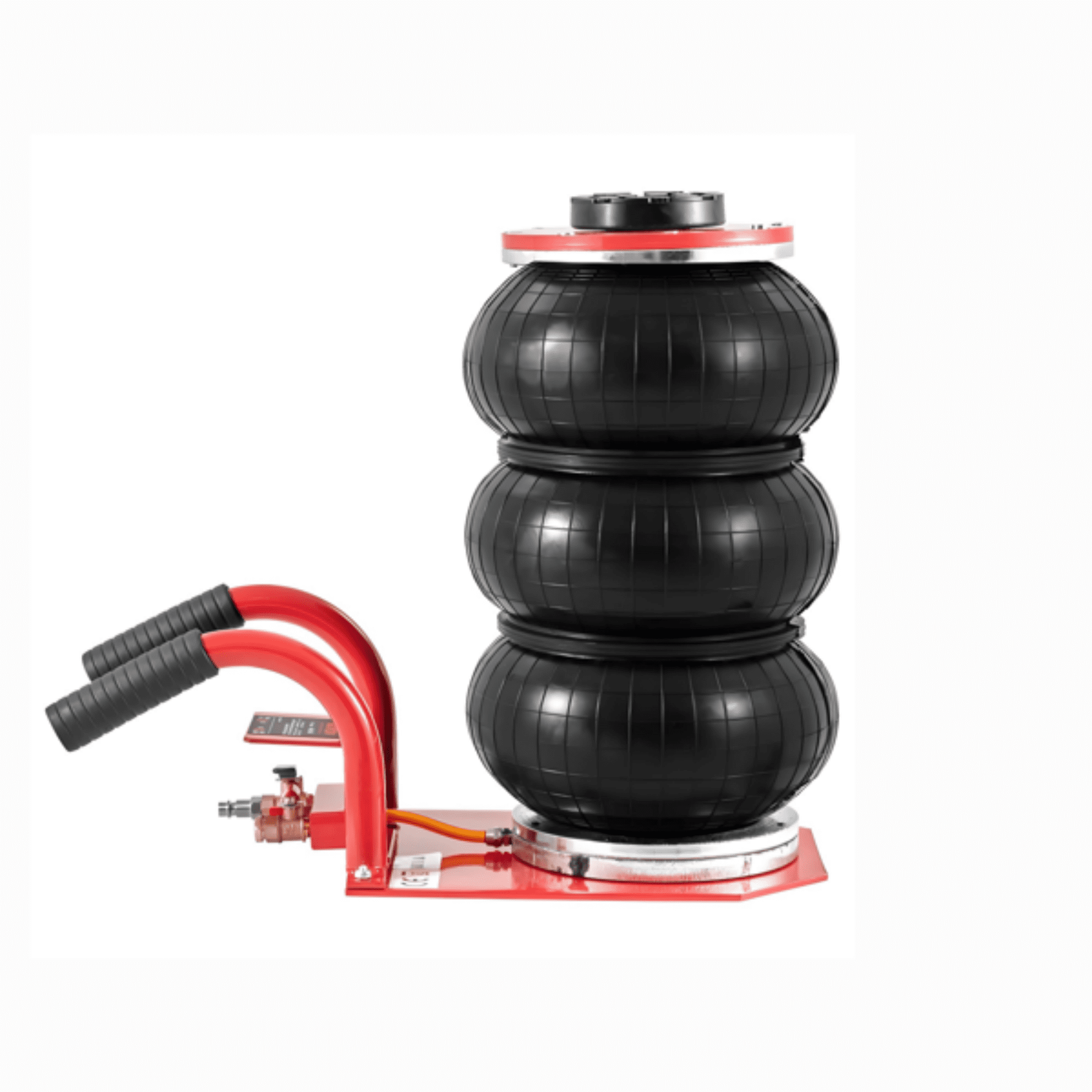 3 Ton/6600 lbs Triple Bag Air Jack with Six Steel Pipes, 17.7" Fast Lifting Pneumatic Jack with Side Handles, 3-5s Lift, Red, for Car & Garage Repair