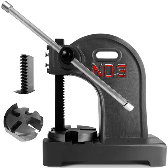 3 Ton Arbor Press, Manual Desktop Press with 12.2" Stroke, Cast Iron Hand Press for Riveting Punching Bending, Black