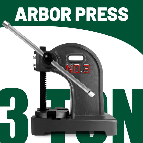 3 Ton Cast Iron Arbor Press for Riveting, Metal Forming and Plastic Cutting, Desktop Manual Press with Removable Anvil for Workshop Repair