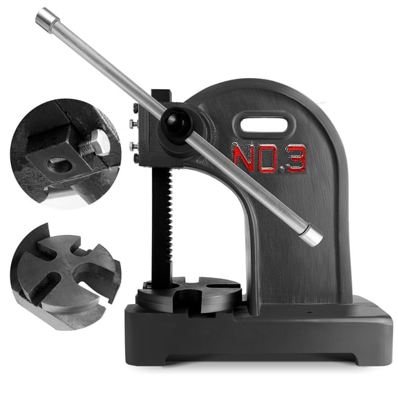 3 Ton Manual Desktop Arbor Press,Precision Hand Press With Single Column Design,310 Mm Ram Stroke And Anti Slip Base,Manual Arbor Press For Stretching Or Hole Punching,Black