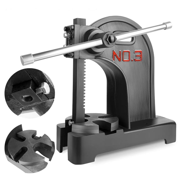 3 Ton Metal Arbor Press with Cast Iron Frame, 18.11x7.87x22.24 in Desktop Manual Press for Riveting and Metal Forming