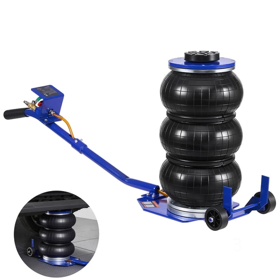3 Ton Triple Bag Air Jack, 6613 lbs Capacity, Lifts Up to 17.7 in, Blue Pneumatic Lifting Tool for Cars SUVs and Pickup Trucks