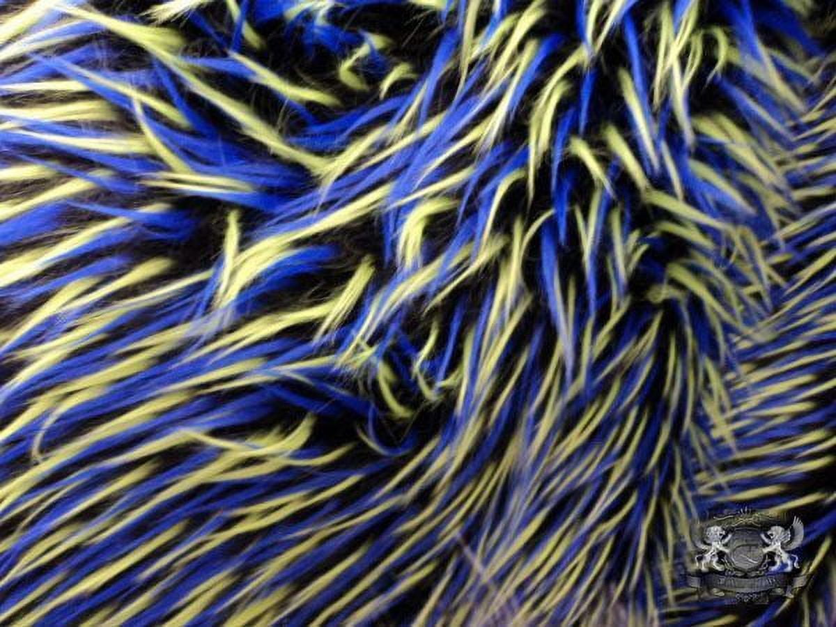3 Tone Spike Faux / Fake Fur Black Royal Blue Green Fabric