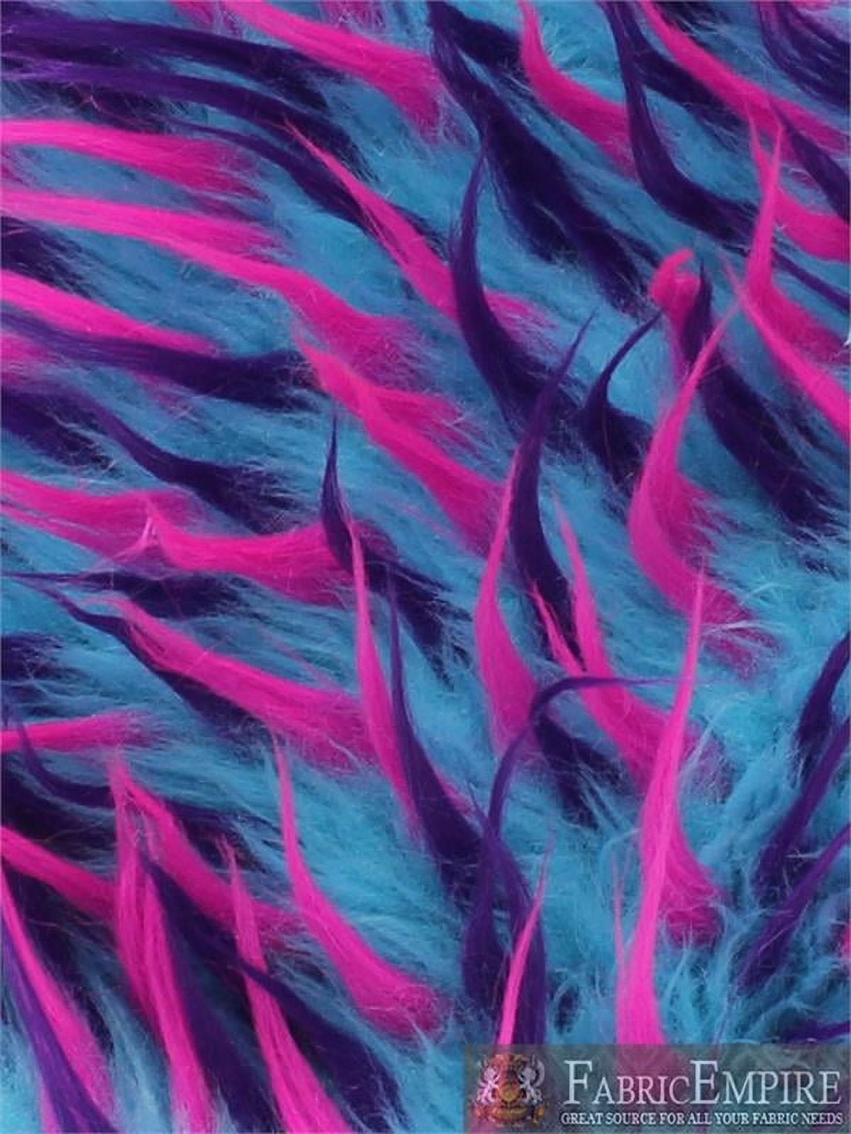 3 Tone Spike Faux / Fake Fur TURQUOISE PINK PURPLE Fabric/ 60" Wide / Sold by the yard