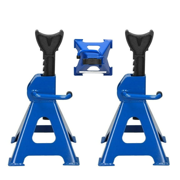 3 Tonne Axle Stands Pack of 2, Heavy Duty Steel Metal Lifting Jack Stands 9 Adjustable Height 290mm to 430mm, Easy to Folded Space Saving, Blue