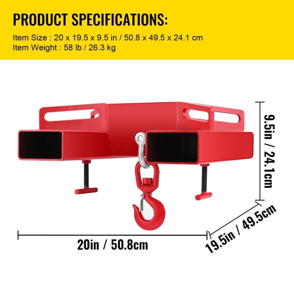 3 Tonne Large Forklift Lifting Hook Attachment 3000kg Telehandler Crane Jib Test Cert