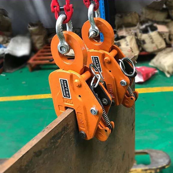 3 Tons/6614lbs Industrial Steel Plate Lifting Clamp Vertical Plate Lifting Clamp w/Lock Hook Chain Lifter Heavy Duty Metal Plate Lifting Clamp for Lifting or Transportation