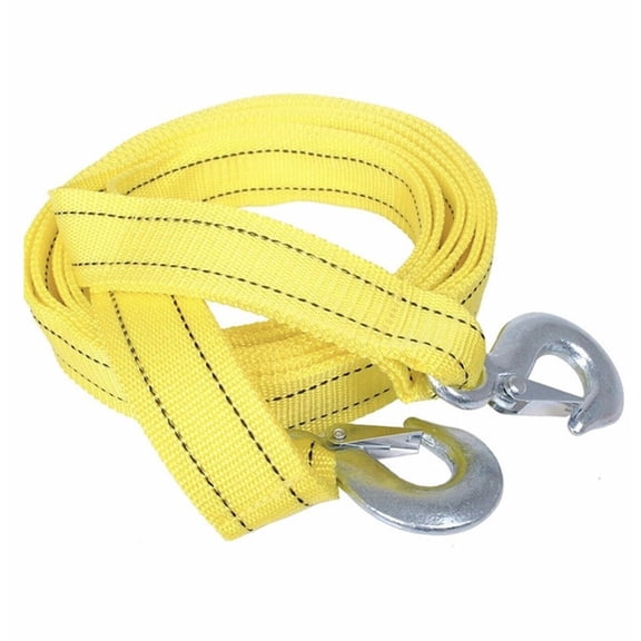 3 Tons Car Towing Rope 300cm Heavy Duty Nylon Tow Strap with Alloy Steel Safety Hook for Vehicle Rescue Stuck in Mud, Sand, Snow - Bright Yellow for Safe Night Use