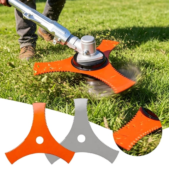 3-Tooth Serrated Stainless Steel Mower Blade High Hardness Precision Trimming Cutter Replacement Accessory For Garden Lawn Grass Edge Trimming Tools 10 Inch