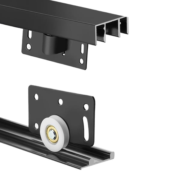 3 Track Sliding Rail Kit for Wardrobe Doors, Smooth No Groove Sliding System, Easy Installation Closet Door Hardware