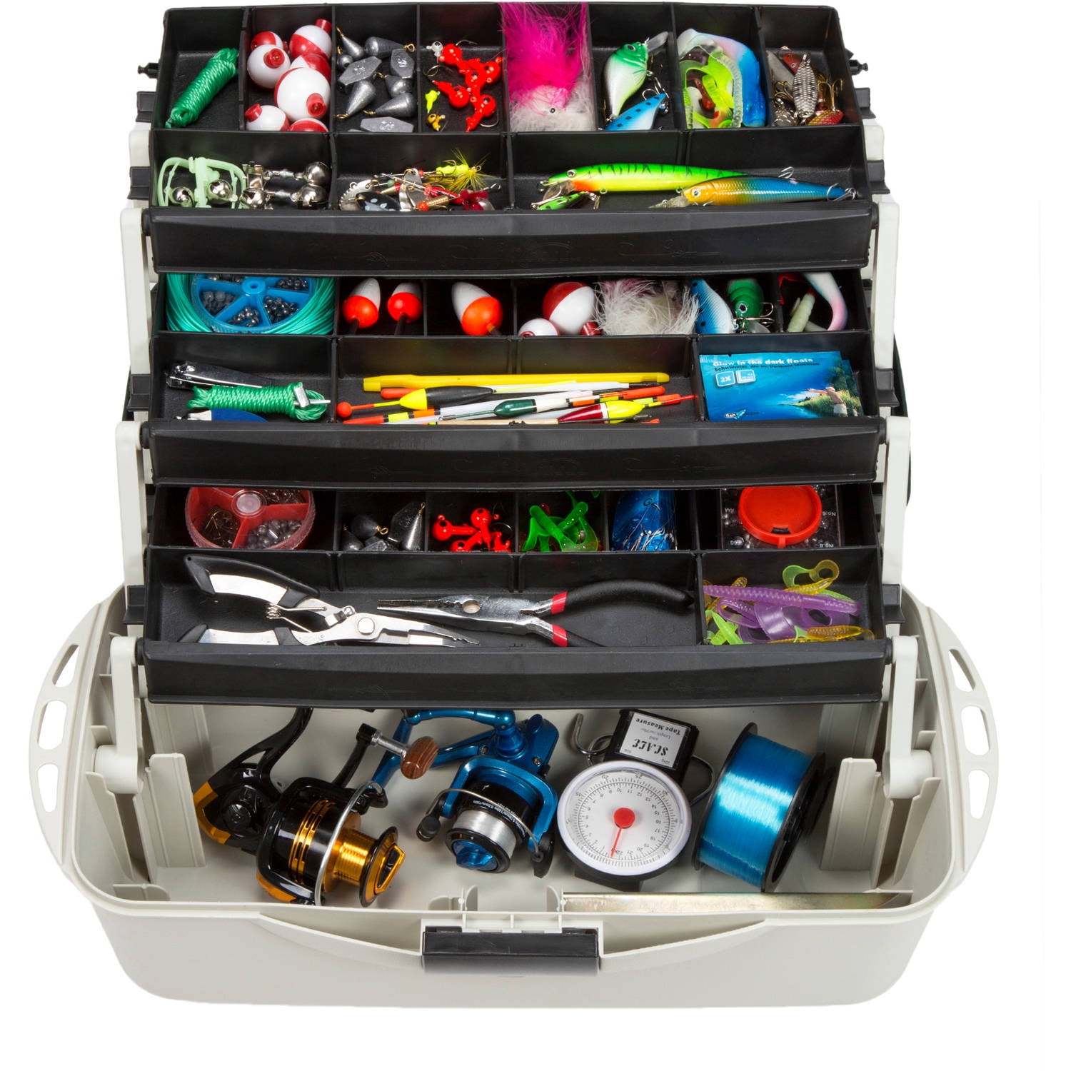 2-Tray Fishing Tackle Box Craft Tool Chest and Art Supply Organizer with  Lid Storage and 3 Removable Front Organizers – 18 Inch by Wakeman Outdoors