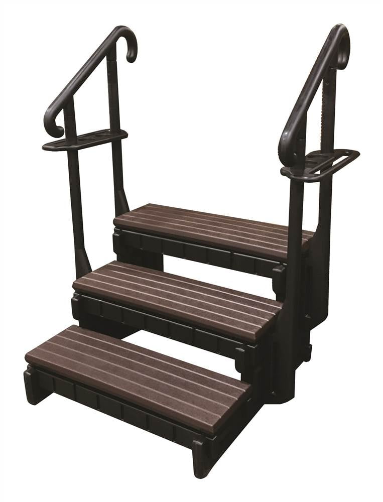 Mahogany 3-Tread Spa Step with Black Accents