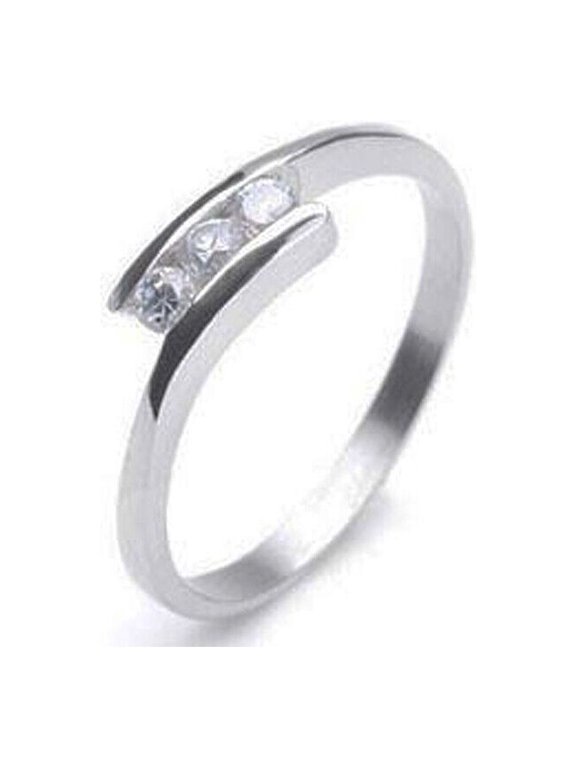 3 Triple Stone Ring - Commitment Purity Love Ring Promise Ring inset - Womens