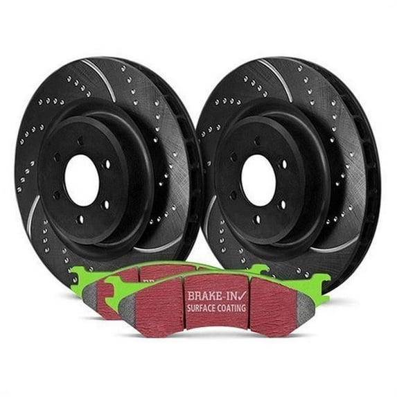 3 Truck, SUV Dimpled & Slotted Rear Brake with Greenstuff 6000 & GD Rotors Kit for 2007-2017 Jeep Wrangler