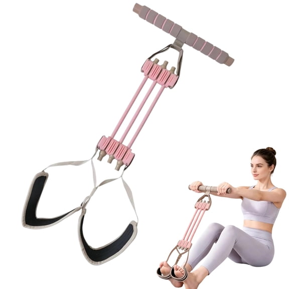 3-Tube Foot Pedal Resistance Band Sit-Up Pull Rope, Portable Abdominal Workout Tummy Trainer, Multifunctional Home Gym Stretch Equipment for Leg Arm Waist Exercise