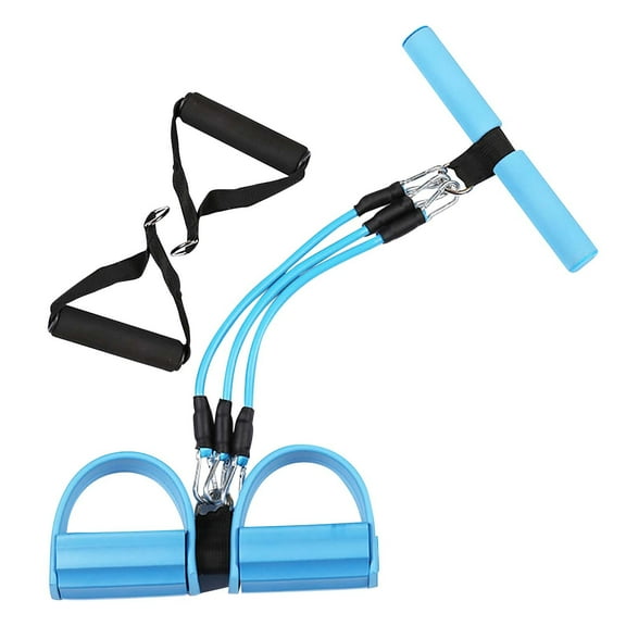3-Tube Multifunctional Pedal Puller Resistance Rope with 8 Shaped Resistance Band, Foot Pedal Resistance Band, Full Body Workout Fitness Tool for Abdomen, Arm, Leg