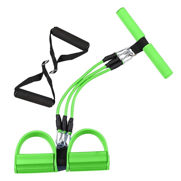 3-Tube Multifunctional Pedal Puller Resistance Rope with 8 Shaped Resistance Band, Foot Pedal Resistance Band, Full Body Workout Fitness Tool for Abdomen, Arm, Leg