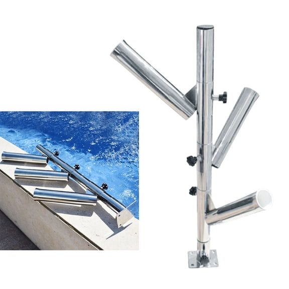 3 Tube Rocket Launcher Rod Holder 316 Marine Grade Stainless Steel Fishing Rod Holder, Adjustable 30" Tall Boat Rod Rack with 10.2" Tubes, Surface Mount for Trolling Center Console Holds 3 Rods