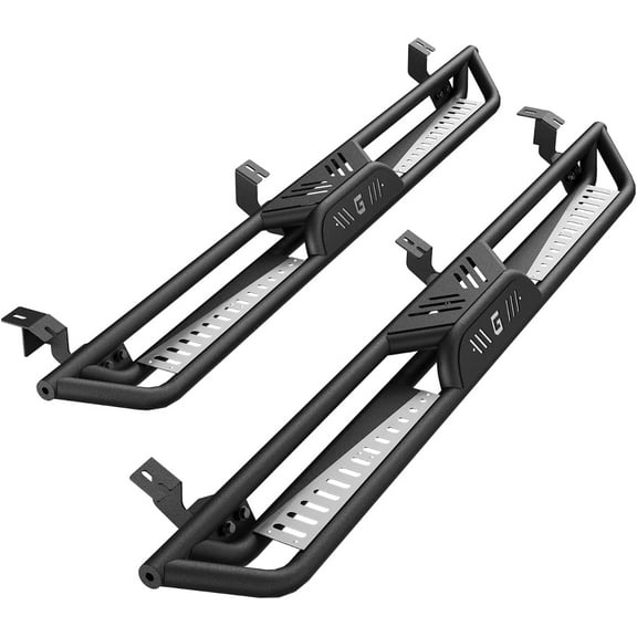 3-Tube Running Boards for 2005-2023 Toyota Tacoma Double Cab | Textured Black & Brushed Stainless Steel Nerf Bars Side Steps