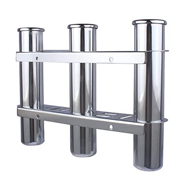 Heavy Duty 3 Pole Tube Rack Marine Boat Fishing Rod Holder Outdoor Storage Black