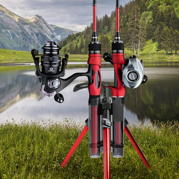 3-Tude Portable Fishing Rod Holder - Stand Holds Up to 3 Rods, Outdoor Fishing Gear Equipment Organizer