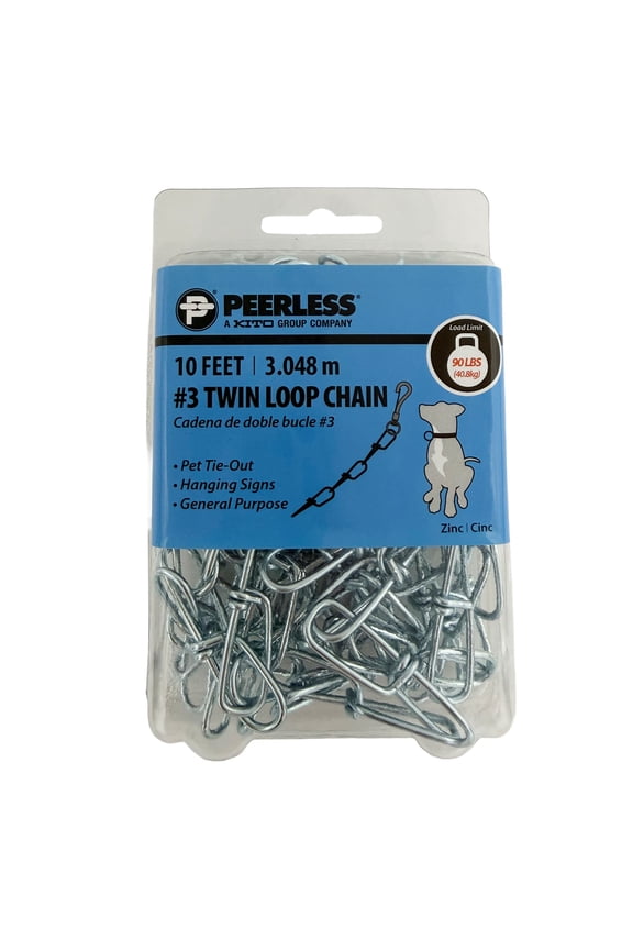 #3 Twin Loop Chain, 10', Peerless Chain Company, #4840735 (Hook Not Included)