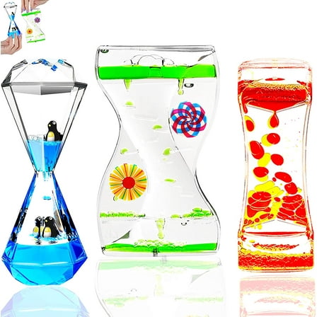 3 Types Liquid Motion Bubbler Liquid Timers for Kids Sensory Fidget Toys Small Calming Toys Autism Toy
