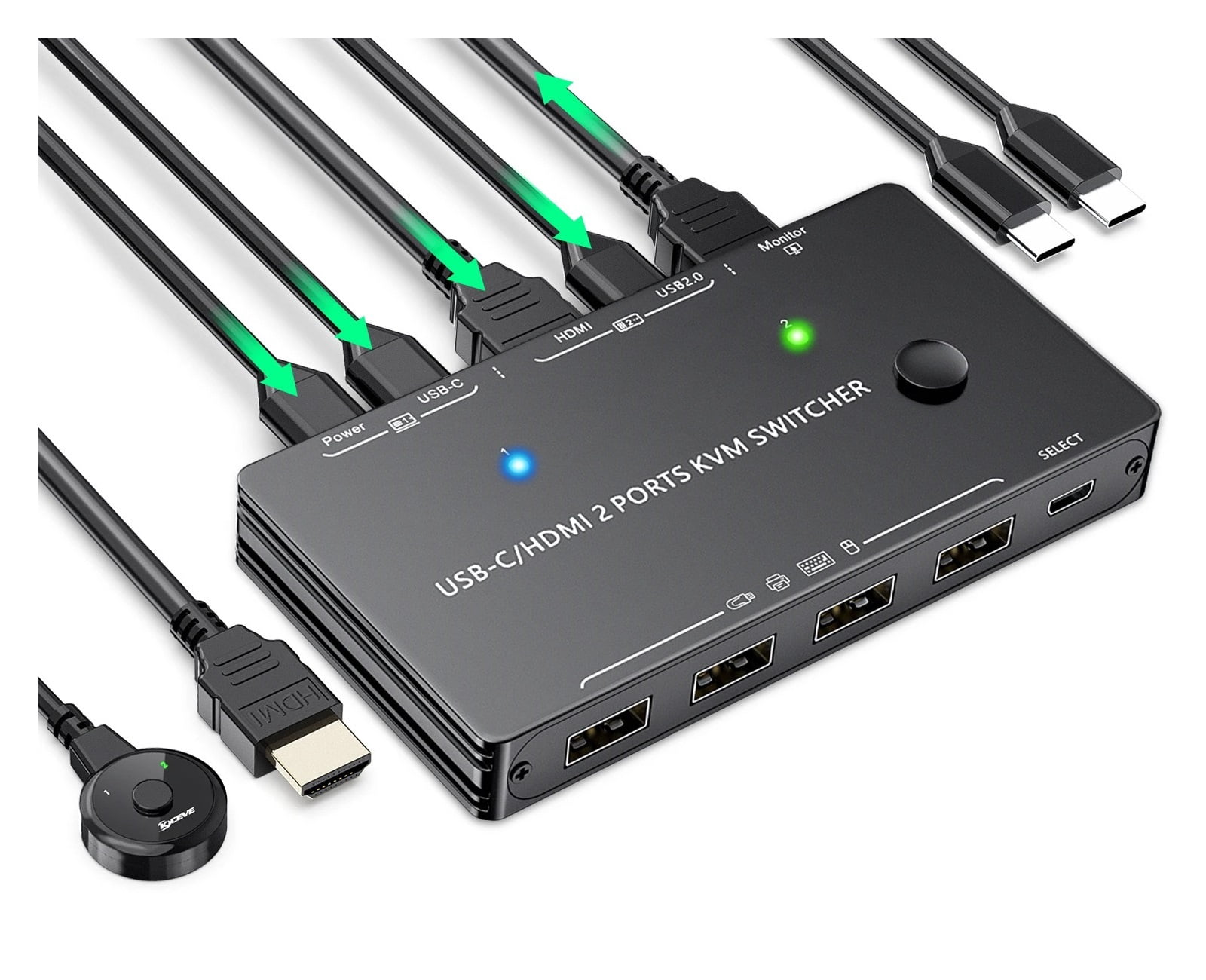 3 USB C KVM Switch 4K 60Hz Type C USB KVM Switcher 87W PD Charge For 2 Computer 1 Monitor