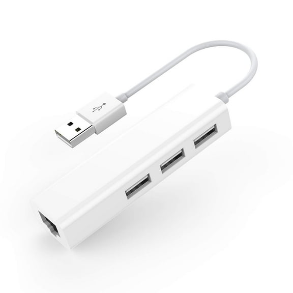 3 USB Ports Hub with RJ45 LAN Adapter Laptop Ethernet Dock Network Extender Compatible MacBook Air/Pro (Previous Generation), Chromebook, Windows Laptop, More (White)