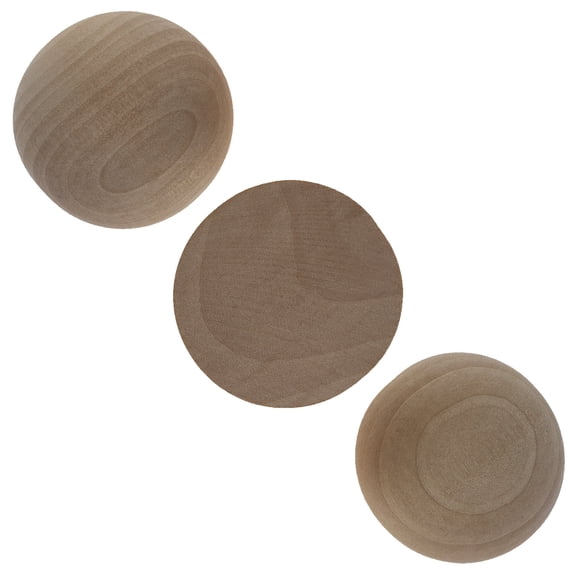 3 Unfinished Blank Wooden Split in Half Balls 2.5 Inches