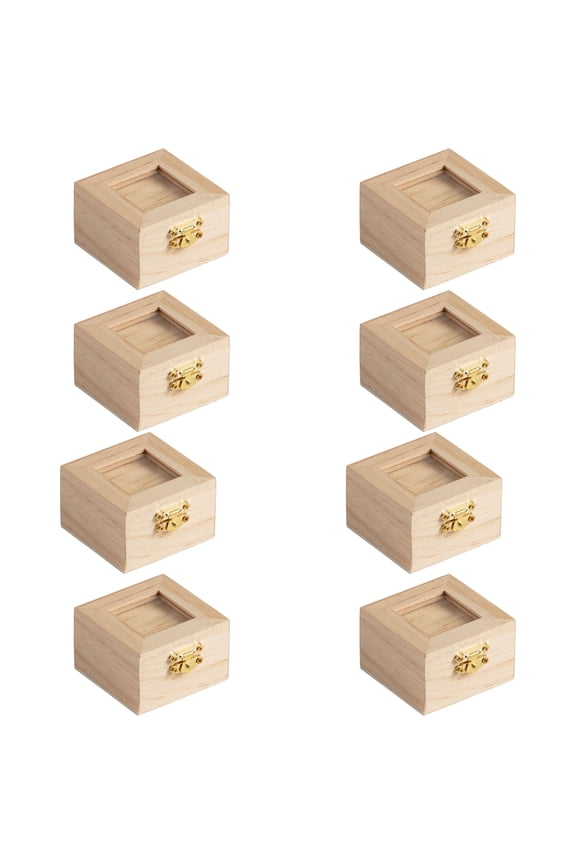 3" Unfinished Wooden Box with Shadow Box Lid - Ready-To-Decorate Wood Box for Trinkets, Coins, Jewelry, Valuables - Bulk 8 Pack