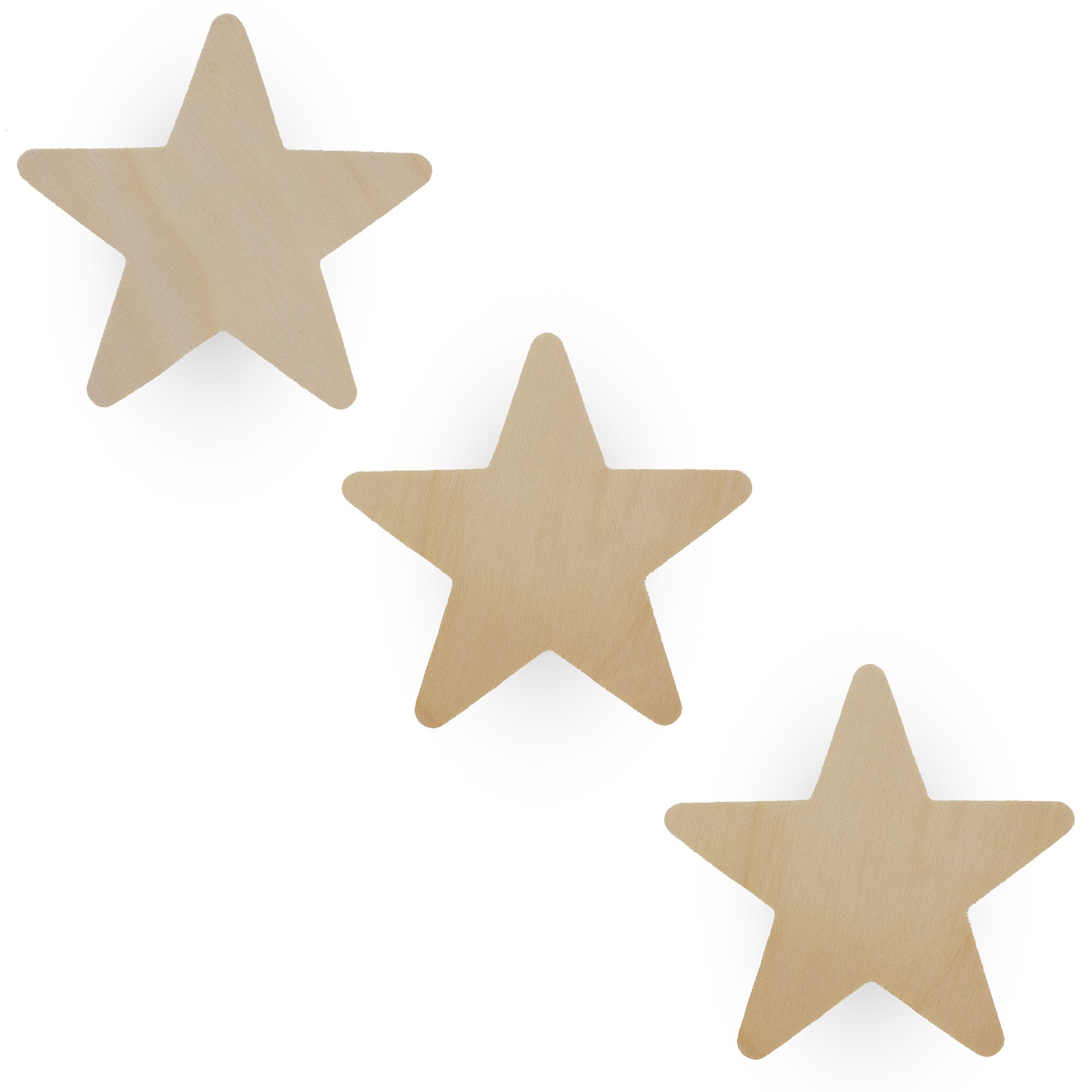 3 Unfinished Wooden Star Shapes Cutouts DIY Crafts 3.9 Inches - image 1 of 2