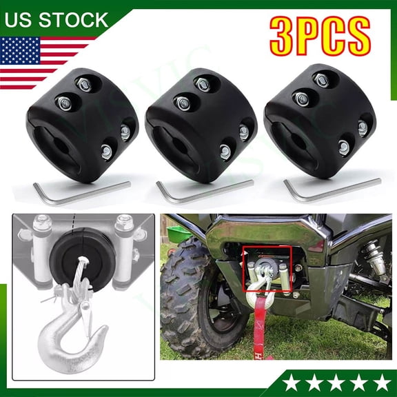 3 Universal For UTV Winch Cable Hook Stop Stopper Rubber Cushion Rope Line Saver
