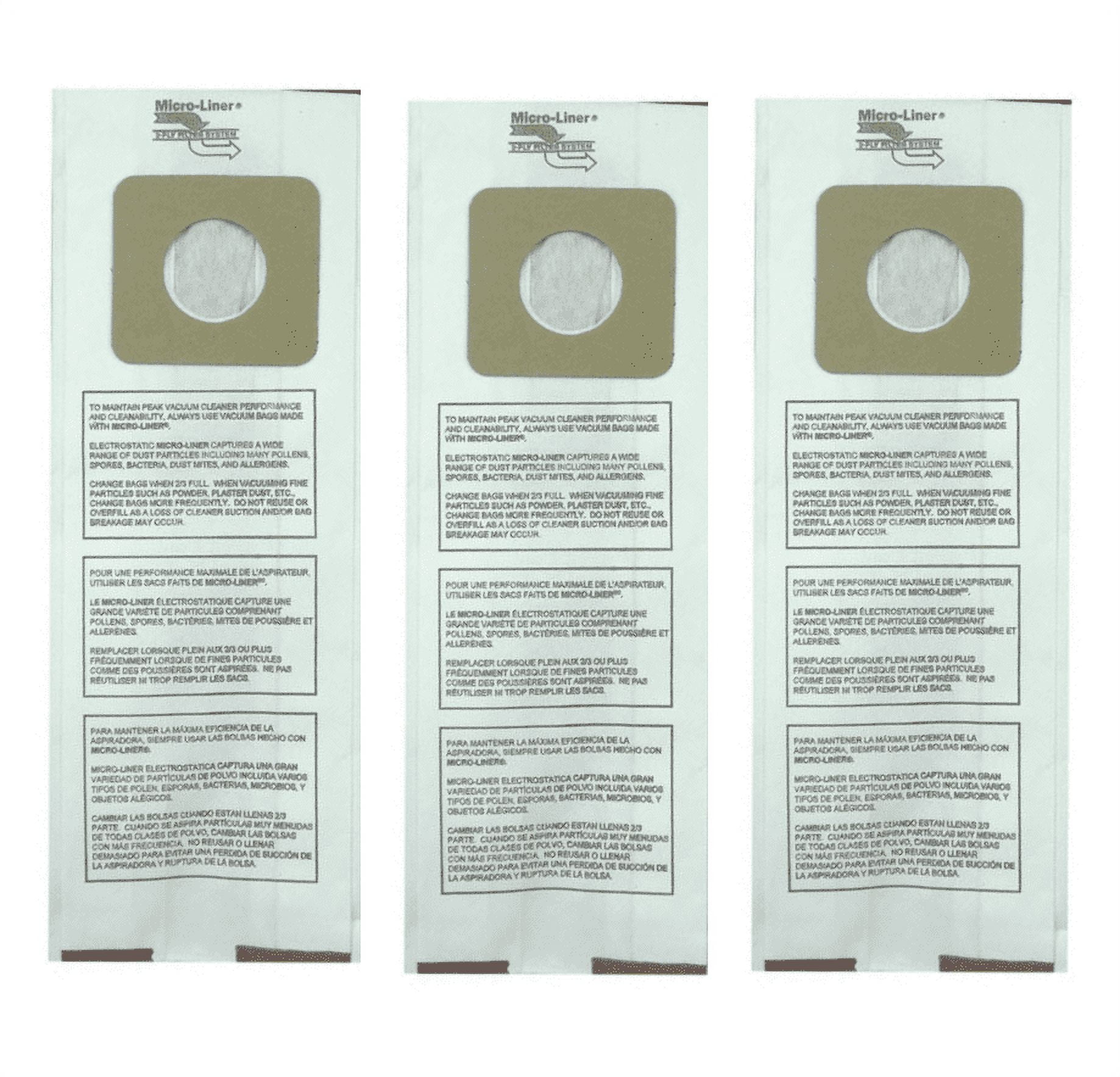 3 Upright Vacuum Cleaner Bags for Panasonic Type U, U3, and U6