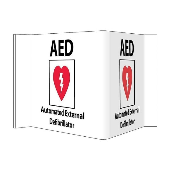 3-VIEW AED AUTOMATED EXTERNAL DEFIBRILLATOR SIGN
