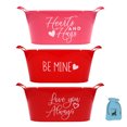 thumbnail image 1 of (3) Valentine's Day Red Plastic Sentiment Buckets with Handles for Home Kitchen Holiday Wedding Birthday Party Decorative Storage Drink Cooler Candies Chocolates Containers (Assortment May Vary), 1 of 7