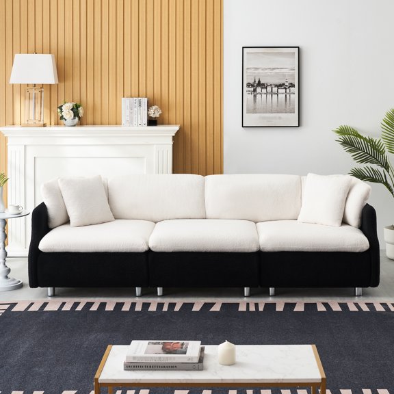 3 Velvet In Black And White, 2 Pillows, Adding Comfort To Your Home Stylish Living Room , White Fabric, Offering A Relaxing Experience