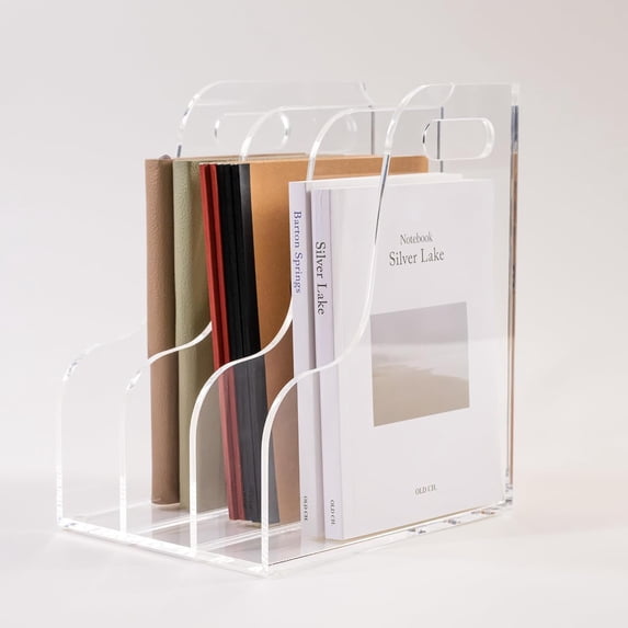 3 Vertical Compartments File Holder, Clear Acrylic Desk Organizer and ...