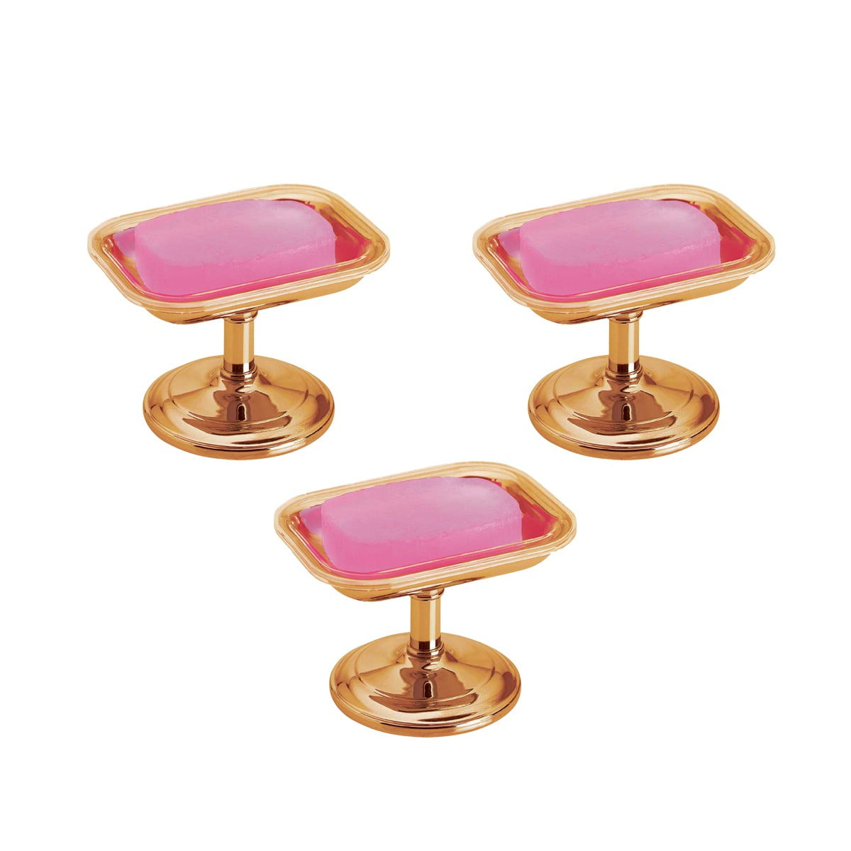 Polished Brass Pedestal Freestanding Soap Dish Tray Set of 3