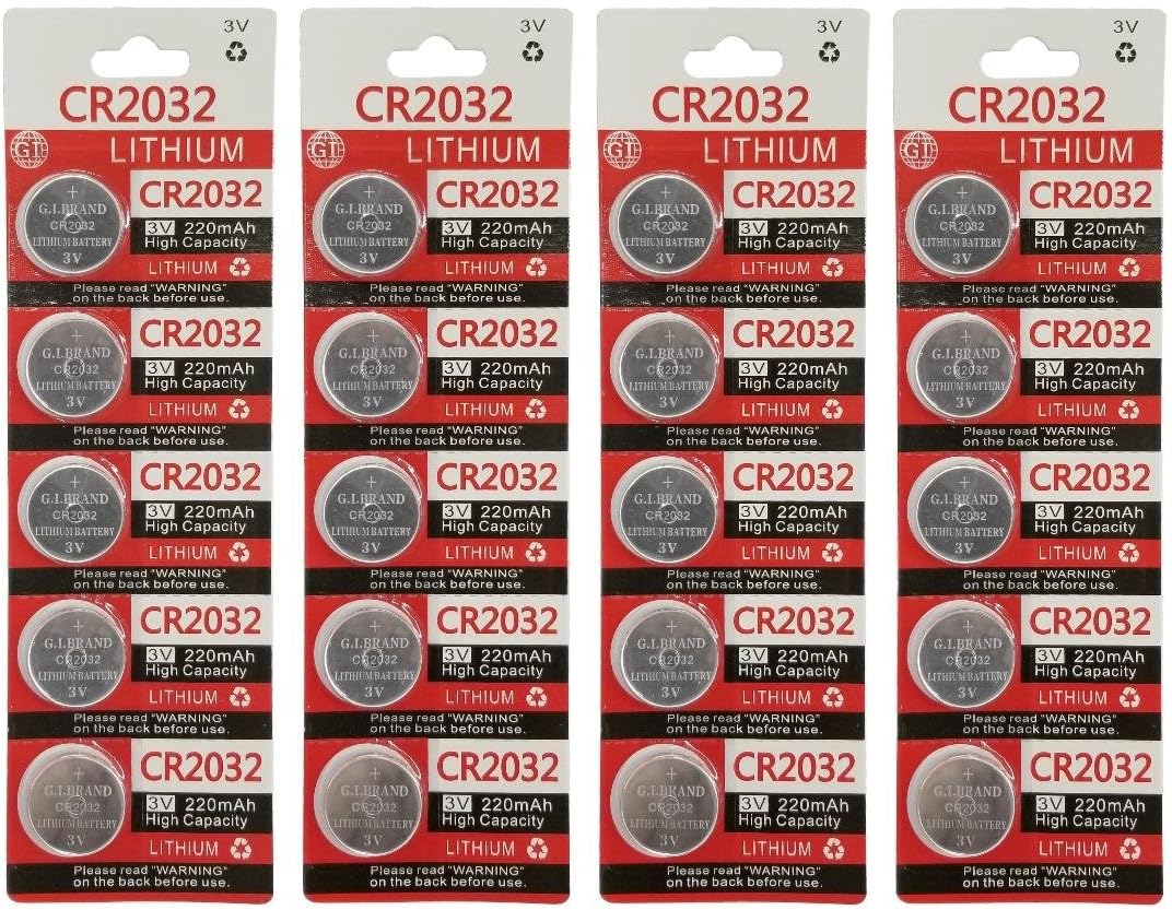 3 Volt 2032 Battery, CR2032 Lithium 3V Coin Cell Watch Battery (20