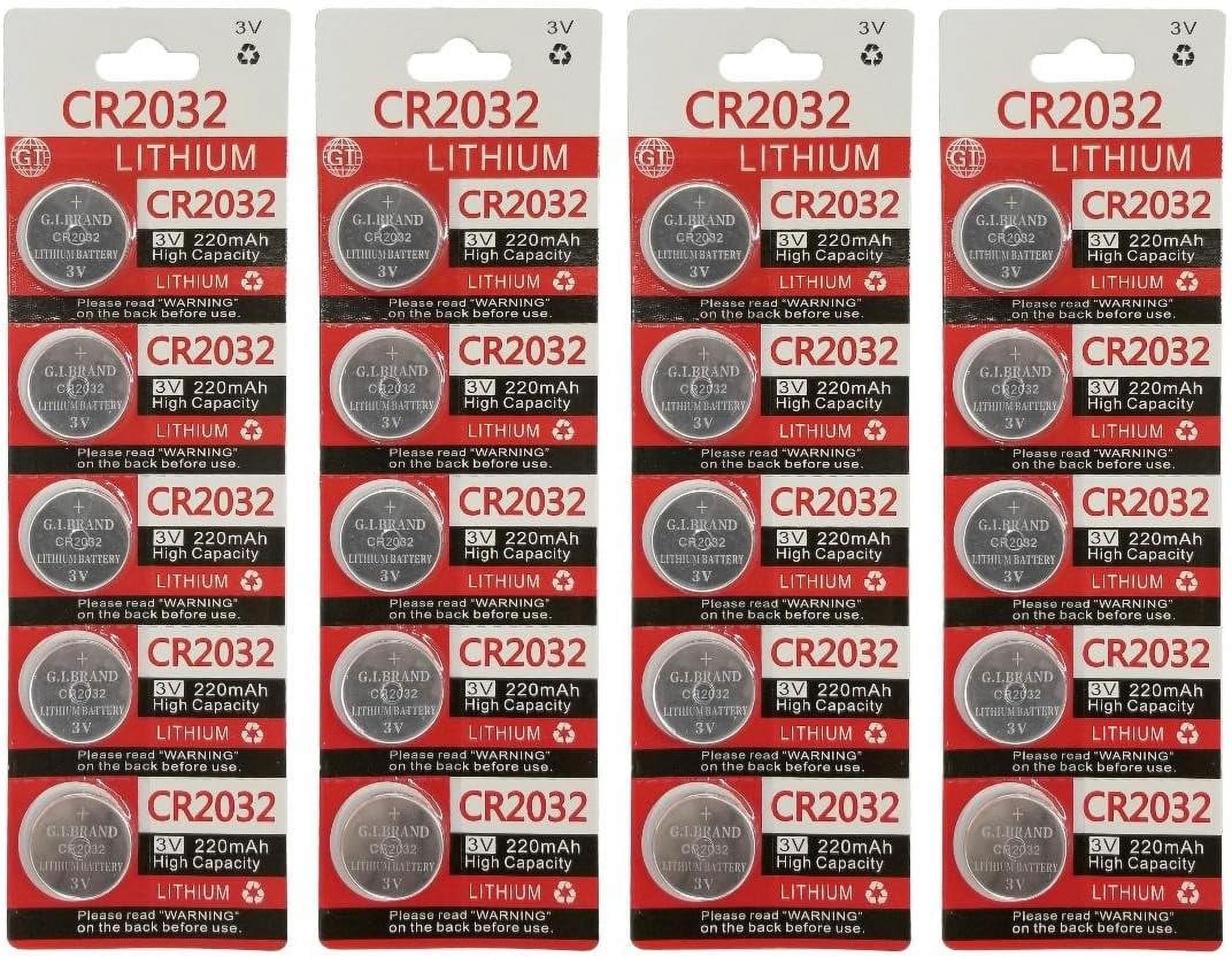 3 Volt 2032 Battery, CR2032 Lithium 3V Coin Cell Watch Battery (20)