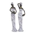 thumbnail image 1 of 3"W, 13"H Multi Colored Polystone Standing African Woman Sculpture with Intricate Details, by DecMode (2 Count), 1 of 10