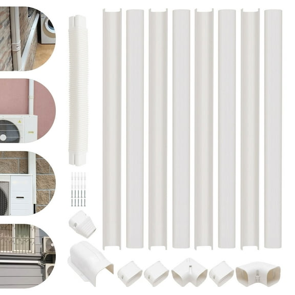 3" W 15Ft L Professional Grade Ductless Mini Split AC Line Set Cover Kit PVC