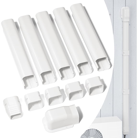 3" W 7.5 Ft Mini Split Line Set Cover Kit Air Conditioner Decorative PVC Line Cover Kit for Central Air Conditioner Mini Split AC Cover for Outside Heat Pumps Tubing Cover