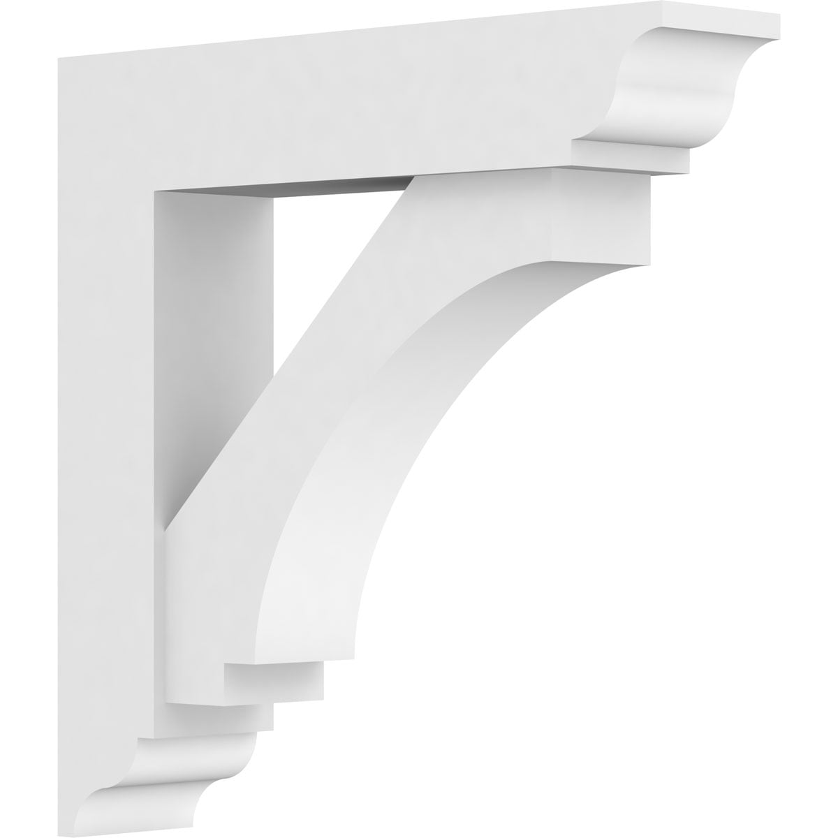 White PVC Architectural Grade Decorative Corbel Bracket, 3"W x 14"D x 14"H