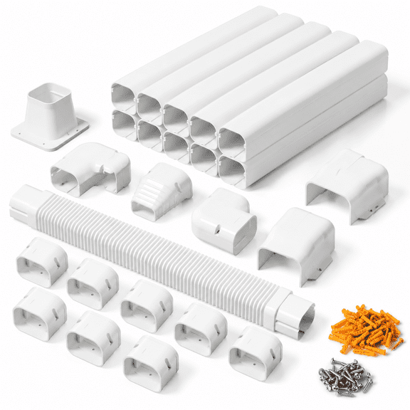 3" W x 16.1 Ft L White Mini Split Line Set Cover Kit for AC and Heat Pumps