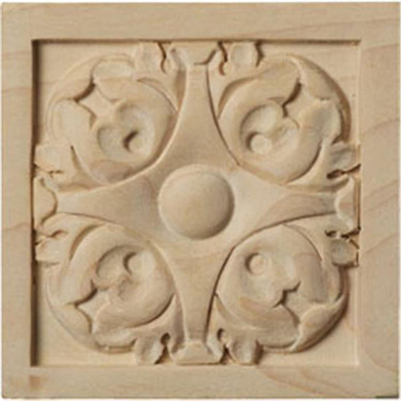 Small Hand-Carved Alder Wood Leaf Square Rosette