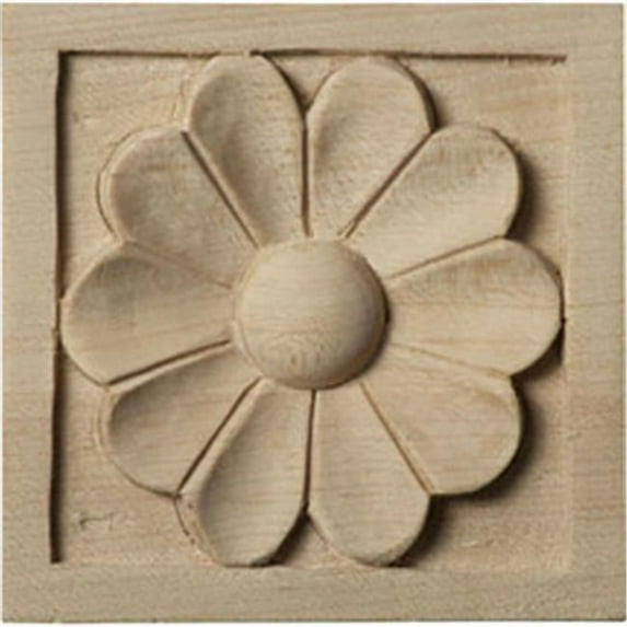 3"W x 3"H x 5/8"P Small Medway Square Rosette, Alder