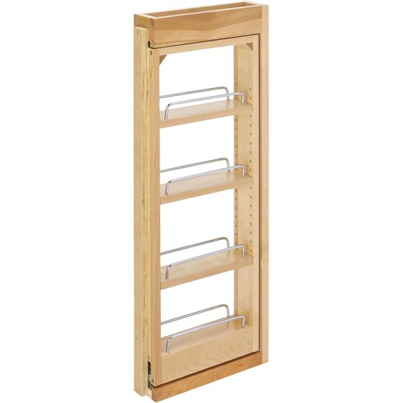 3" W x 30" H Pullout Shelf Organizer for Between Wall Kitchen Cabinets, Filler Spice Rack & Seasoning Storage Holder, Maple Wood, 432-WF-3C