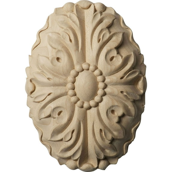 3"W x 4 1/4"H x 5/8"P Ashford Oval Rosette, Cherry